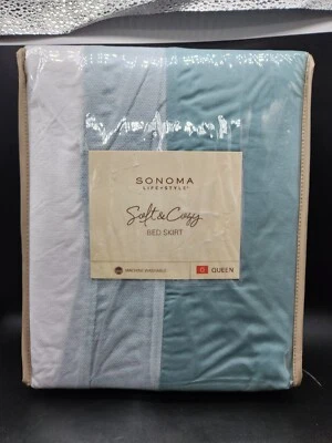 Falda de cama Williams Sonoma suave y acogedora Queen azul verdoso firma 14" caída nueva con etiquetas Foto 1 de 2