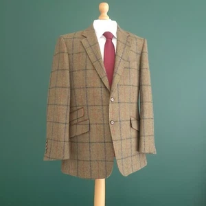 Blazer Brook Taverner MOON Tweed Para Hombre 40S Marrón Ventana Chaqueta de Lana - Imagen 1 de 15