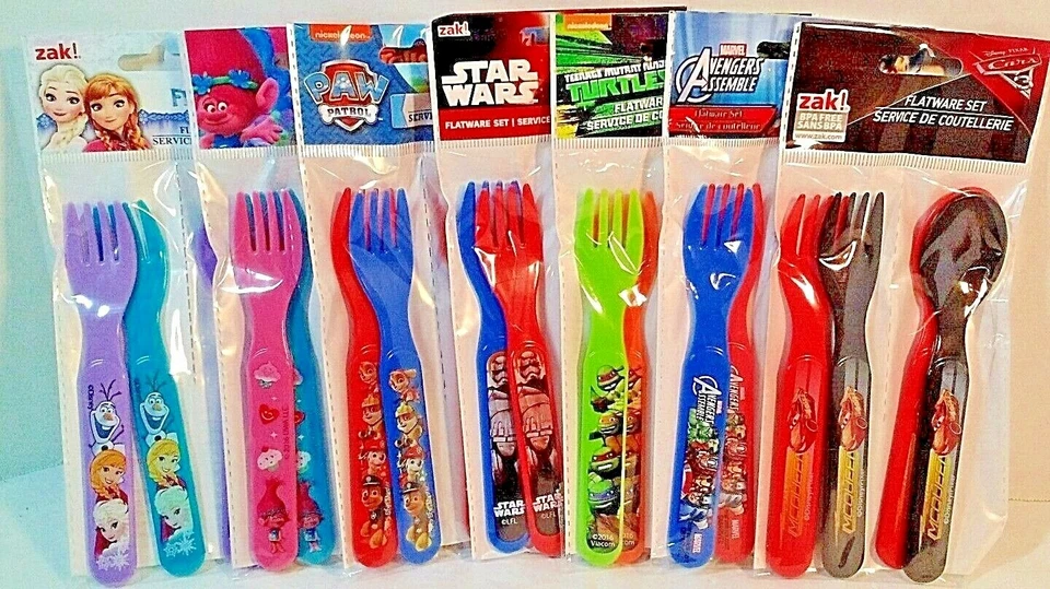 Tenedor y cuchara 4 piezas nuevo ZAK BPA Free Paw Patrol, Tortugas Ninja, Coches Frozen Choice Foto 1 de 1