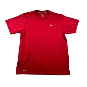Nike Fit Dry Mens Large Red Athletic Shirt Performance Short Sleeve Training Top - Picture 1 of 10