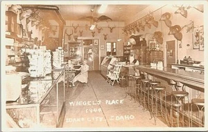 Idaho City RPPC Wiegel's Place Store & Bar Interior Taxidermy 1950s - Picture 1 of 2