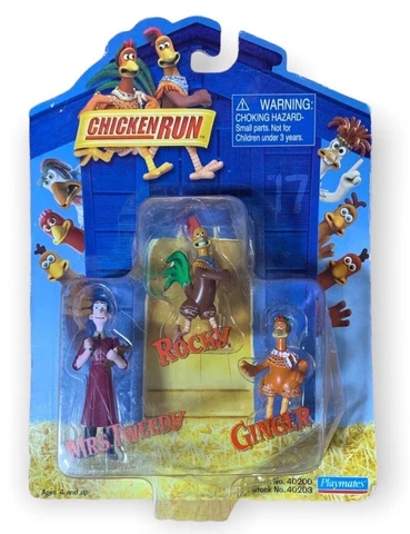 Chicken Run Mini Figure Set Rocky Mrs. Tweedy Ginger 2000 Playmates NEW Cover