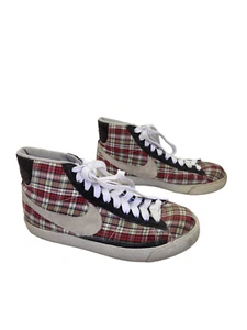 Vintage Nike Blazer High Top Shoes Sneakers Red Plaid Women's Size 9 Great Shape - Picture 1 of 7