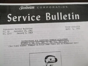 Manual de servicio Sunbeam Mixmaster / Modelos 5, 7 y 9 / Reparación, solución de problemas - Imagen 1 de 9