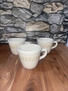 Syracuse china restaurant ware coffee cups , Set Of 3, 1920’s Mustard Floral - Picture 1 of 5