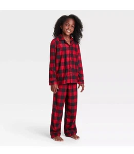 Wondershop Kids' Holiday Buffalo Check Flannel Pajama Set Size XS 4/5 - Picture 1 of 3