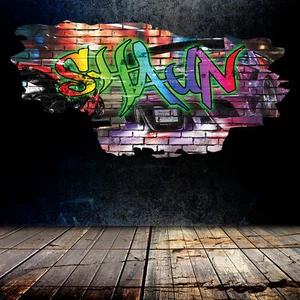 Personalisiert 3D Graffiti Name Wandtattoo - maßgeschneiderte Kunst Vinyl Dekor Aufkleber - Bild 1 von 4