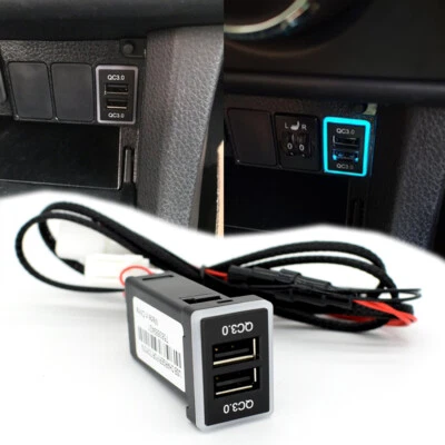Quick Phone USB Car Charger QC3.0 Port 12V For Toyota Blue LED Light Fast Charge - Image 1 of 4