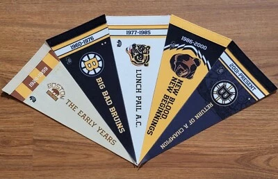 Boston Bruins 2023~2024 Era Nights Centennial Pennants Full Set  - Image 1 of 4
