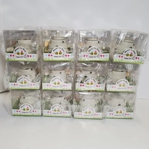 Lot of 12 Meant to Bee Ceramic Honey Pot with Dipper Weddings Baby Shower NIB - Picture 1 of 4