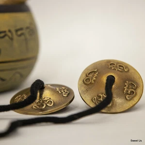 Tingsha Cymbals Ting-sha Tingcha "Om" Meditation Bell Tibetan 2.25" diameter - Picture 1 of 3