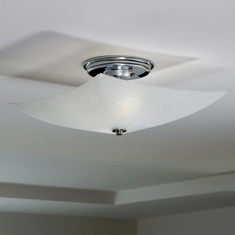 Semi-Flush Mount Ceiling Light Fixture. Vintage Glass Shade. New Custom Made Fix Cover