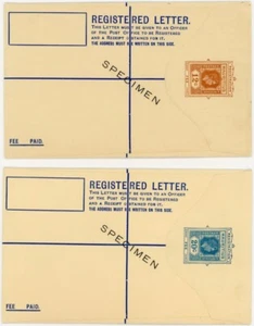 MAURITIUS KG6th STATIONERY SPECIMEN OVERPRINTS on REGISTERED ENVELOPES 12c + 20c - Picture 1 of 2