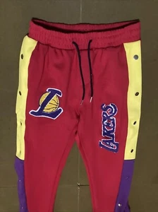 VTG Youth L Pants Joggers Track Youth Warmups LaLakers Carpet Patch Pr 26x26 - Picture 1 of 11