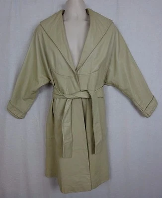 Plumero gabardina de cuero marfil/beige de Wilson ~ House of Suede Beverly Hills Foto 1 de 4