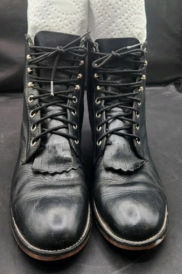 Botas Justin Kiltie 506Y YOUTH Talla 5.5 D Cuero Negro Con Cordones Combate Roper Foto 1 de 4