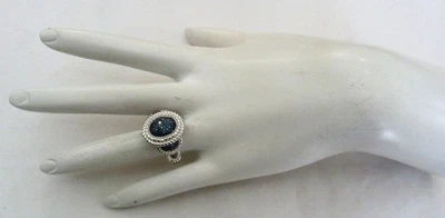 ANILLO CLÁSICO DE PLATA DE LEY CON PIEDRAS PRECIOSAS DE DIAMANTES AZULES DE 1/2 QUILATE DE DISEÑADOR JS TALLA 6 Foto 1 de 4
