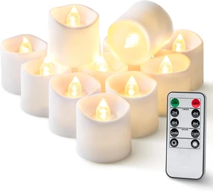 Confezione 12 Candele Senza Fiamma Telecomando, Timer LED Votivo, A Batteria - Foto 1 di 12