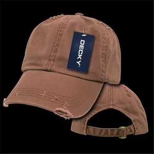 Decky 959-BROWN Vintage Frayed Polo Caps- Brown - Picture 1 of 1