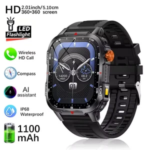 Military Smart Watch(Call Receive/Dial)Rugged Fitness Tracker 1100mAh Waterproof - Picture 1 of 28