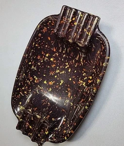 Vtg USA Irwin Willert Co. #100 Melamine Ashtray MCM Brown Orange Yellow Confetti - Picture 1 of 11