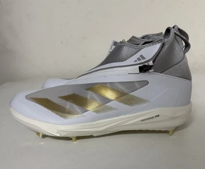 Adidas Adizero Impact+ BSB Mens Sz 11 White Grey Gold Baseball Cleats IF8483 NEW - Image 1 of 4