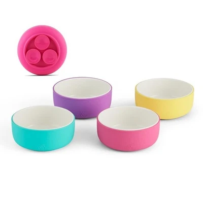 Kids Porcelain Bowls with Silicone Suction Sleeve | /Toddler/Baby Feeding | Foto 1 de 4