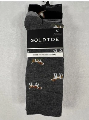 Новый GoldToe платье носки мужчин 6-12,5 черный серый утки гончие собаки 3 упаковки мужчин - Изображение 1 из 4