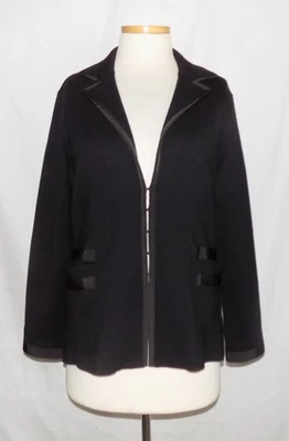 Brooks Brothers 女式超细美利奴羊毛西装外套夹克钩前黑色 XL — 第 1/4 张图片