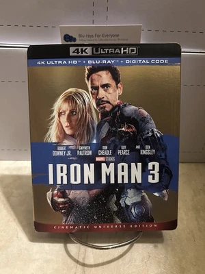 New & Seald Iron Man 3 4K w/ Slip Sleeve Cover UHD Blu-ray [2013] Ships Next Day Foto 1 de 4