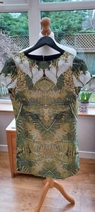 Ted Baker Green Yellow Bird Print Tunic Dress 0 UK 6 Boho Tropical Doves Party - Picture 1 of 10