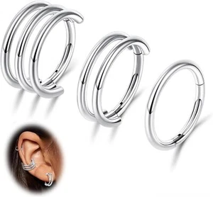 3-7PCS Titanium 16G Cartilage Earrings Tragus Daith Helix Piercing CZ Stud Ring - Picture 1 of 102