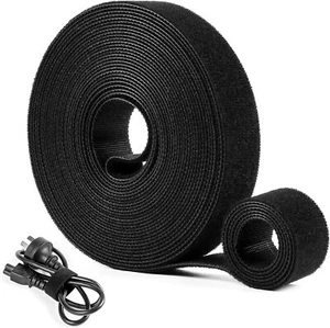 20ft x 3/4in Reusable Hook & Loop Cable Ties (Black) - Picture 1 of 9
