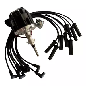 HEI Ignition Distributor + Ignition Wires Set For Dodge Chrysler 318 340 360 V8 - Picture 1 of 12