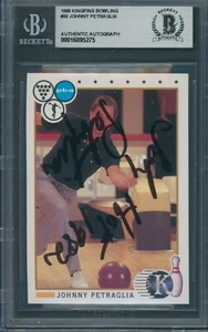 1990 Kingpins Bowling #89 Johnny Petraglia Signed Card Beckett Autograph BAS - Picture 1 of 2