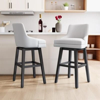 26" Swivel Bar Stools with Back Set of 2/4/6 Upholstered Bar Chairs for Kitchen - Image 1 of 4