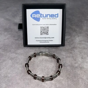 Handmade Guitar String Bracelet - Upcycled Strings RETUNED JEWELRY Chord Silver - Picture 1 of 6