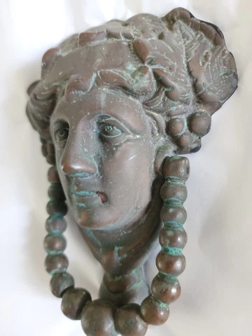 Vintage Door Knocker Medusa Verdigris Classic Salvage Architectural Greek Roman Cover