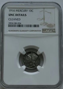 1916-P 10c Mercury Dime NGC Unc Details - Picture 1 of 2