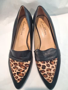 Zapatos Avellini Mujer 39 EE. UU. 8,5 Cuero Estampado Leopardo Sin Cordones Planos Punta - Imagen 1 de 9