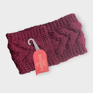 Neu mit Etikett Juncture Stirnband breiter Ohrenwärmer Strick Polyester weinrot strukturiert Strick Winter - Bild 1 von 2