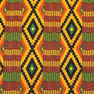 African Kente-Inspired Diamond Pattern Sewing Quilting Fabric Cotton FQ - Picture 1 of 2