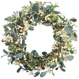 Artificial Green Leaf Eucalyptus Wreath,Berry Wreath for Spring,Summer, 20in - Picture 1 of 7