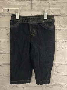 Okie Dokie Blue Denim Jeans Pull On Elastic Waist 100% Cotton EUC Baby Size 9M - Picture 1 of 4
