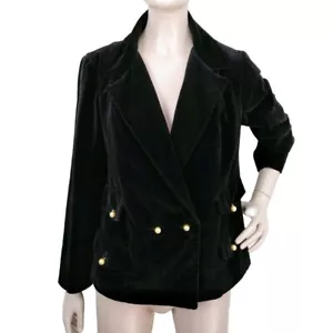 Lorch Hobbies Vintage 50s Black Velvet Pearl Button Gothic Blazer Jacket S/M - Picture 1 of 8