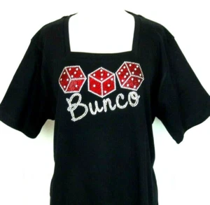 1X 2X oder 3X Strass Glitzer Quadrat oder V-Ausschnitt Kurz oder 3/4 Ärmel BUNCO WÜRFEL Top - Bild 1 von 6