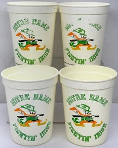 (4) Vintage 1981 Notre Dame Fighting Irish NCAA Plastic Cups Giacona White Retro - Picture 1 of 8