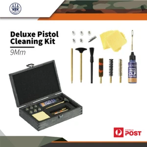 Beretta Deluxe Pistol Cleaning Kit 9mm 5pc Snap Caps Nylon Brass Brushes Gun Oil - Picture 1 of 3