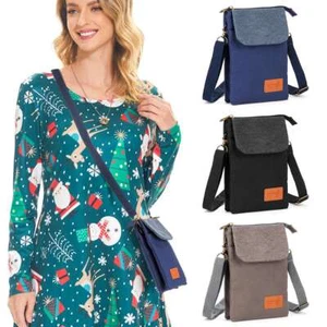 Womens Canvas Crossbody Cell Phone Purse Bag Shoulder Strap Pouch Wallet New - Picture 1 of 14