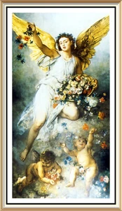 Inspirational Victorian Art by Ludwig Knaus Wall Art Print Cherub ANGEL OF PEACE - Picture 1 of 1